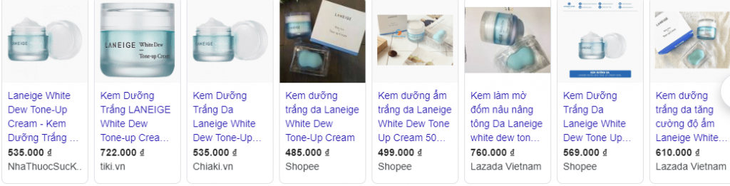 Ảnh giá bán Laneige-White Dew Tone-up Cream trên thị trường